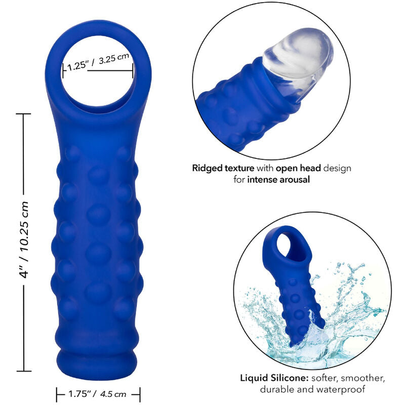 CALEXOTICS - ADMIRAL CAPA PARA PÊNIS COM FRISAS SILICONE LÍQUIDO AZUL - Sexshoptuga 