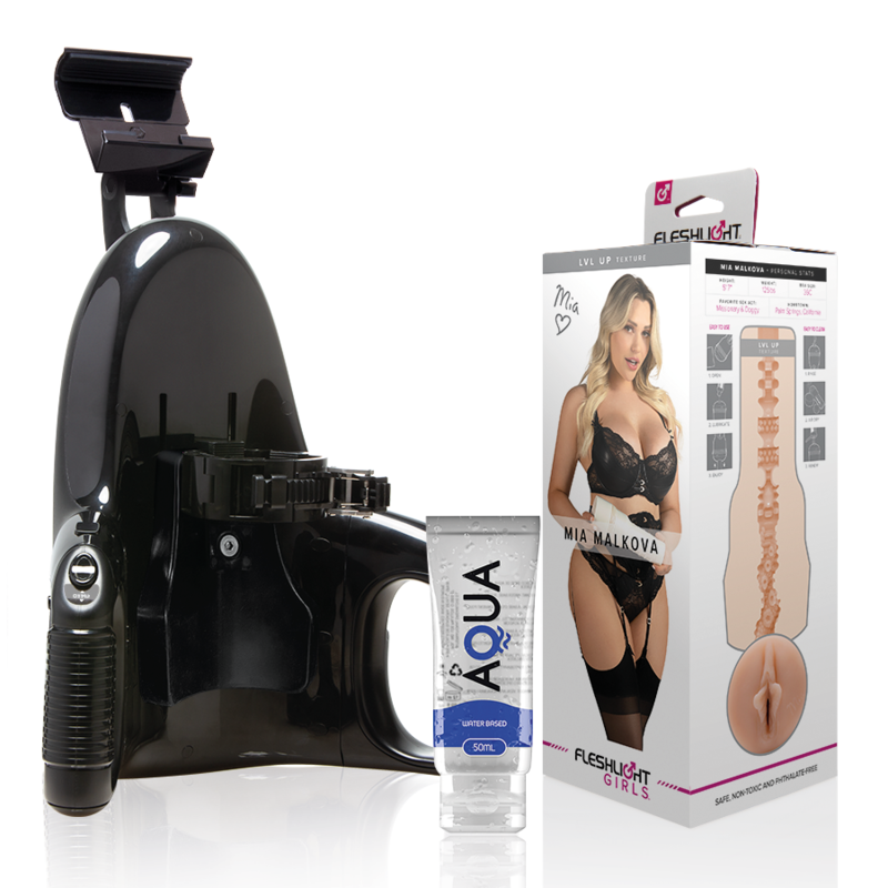 FLESHLIGHT - MIA MALKOVA VAGINA LVL UP + LANÇAMENTO UNIVERSAL + LUBRIFICANTE AQUA QUALITY 50 ML Sexshoptuga 