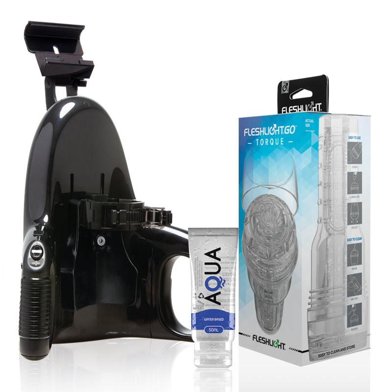 FLESHLIGHT - GO MASTURBADOR TORQUE ICE + LANÇAMENTO UNIVERSAL + LUBRIFICANTE AQUA QUALITY 50 ML Sexshoptuga 