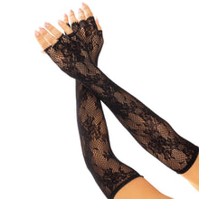 LEG AVENUE - LUVAS SEM DEDOS DA REDE FLORAL PRETAS - Sexshoptuga  Sexshoptuga 