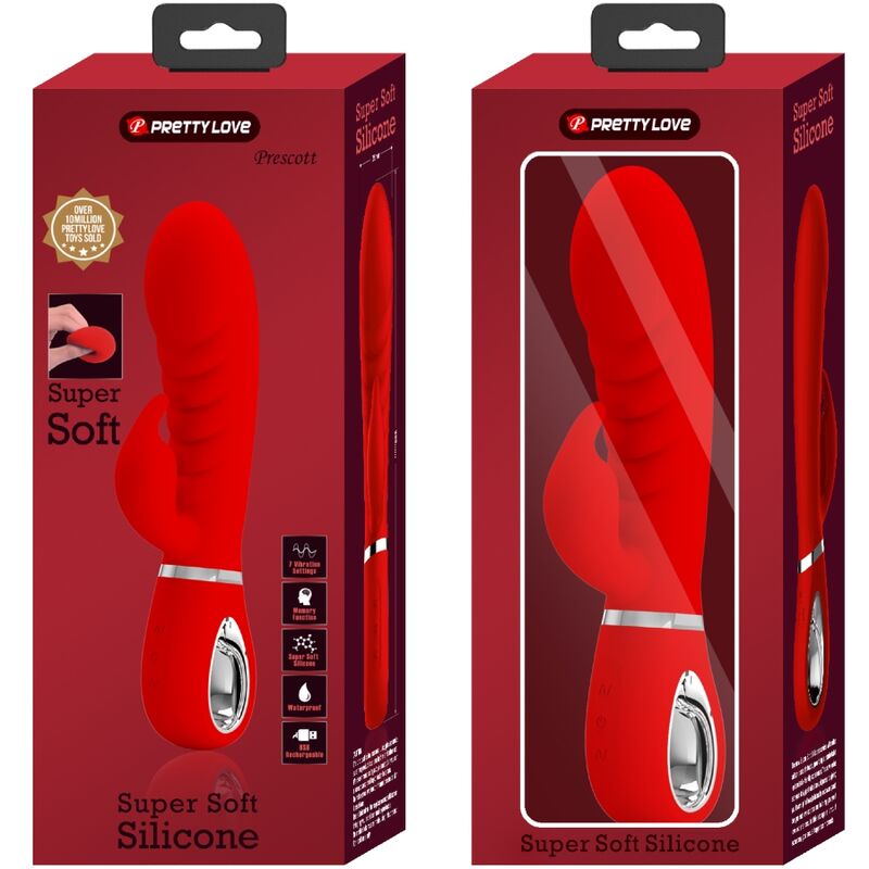 PRETTY LOVE - VIBRADOR PRESCOTT MULTIFUNO G-SPOT VERMELHO - Sexshoptuga 