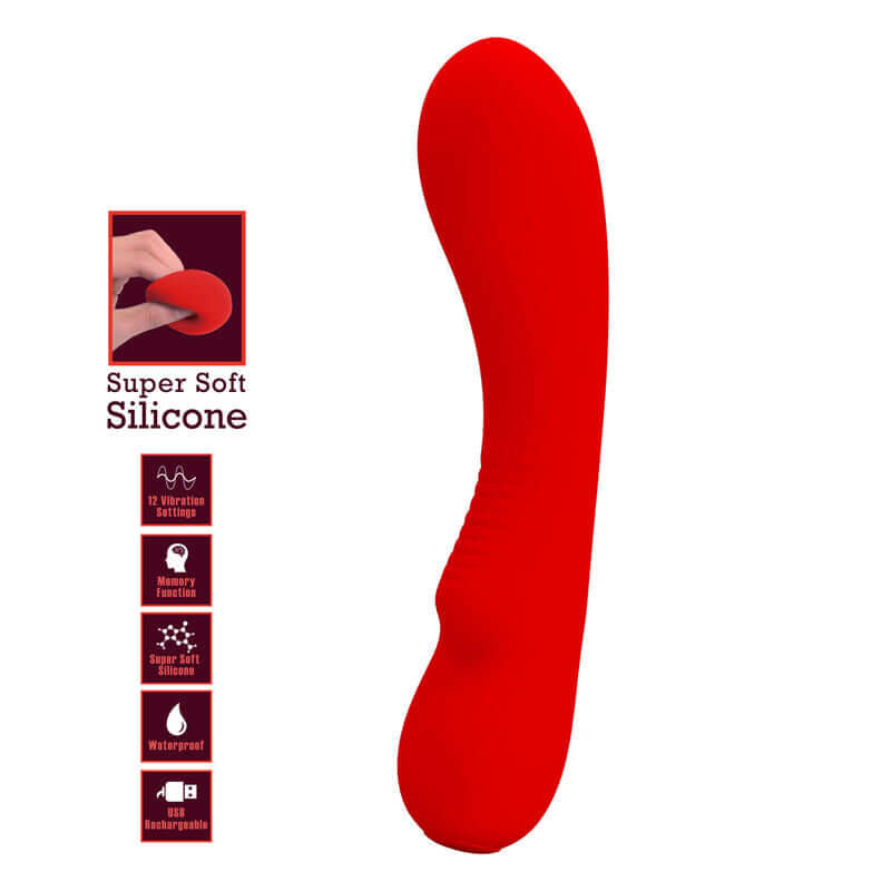 PRETTY LOVE - VIBRADOR RECARREGVEL PRESCOTT VERMELHO - Sexshoptuga 