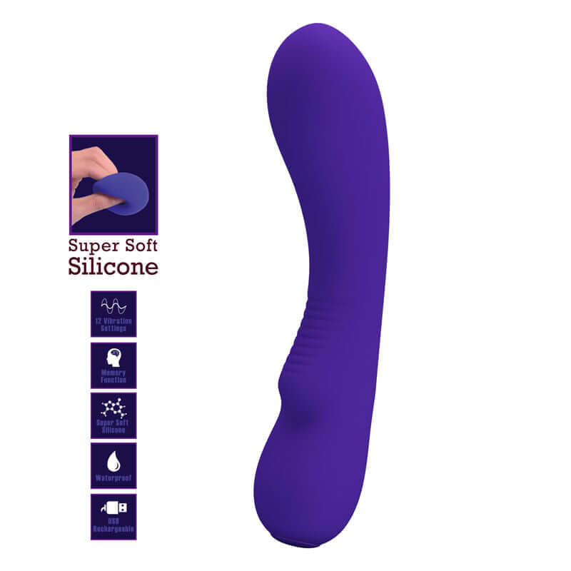 PRETTY LOVE - VIBRADOR RECARREGVEL PRESCOTT ROXO - Sexshoptuga 