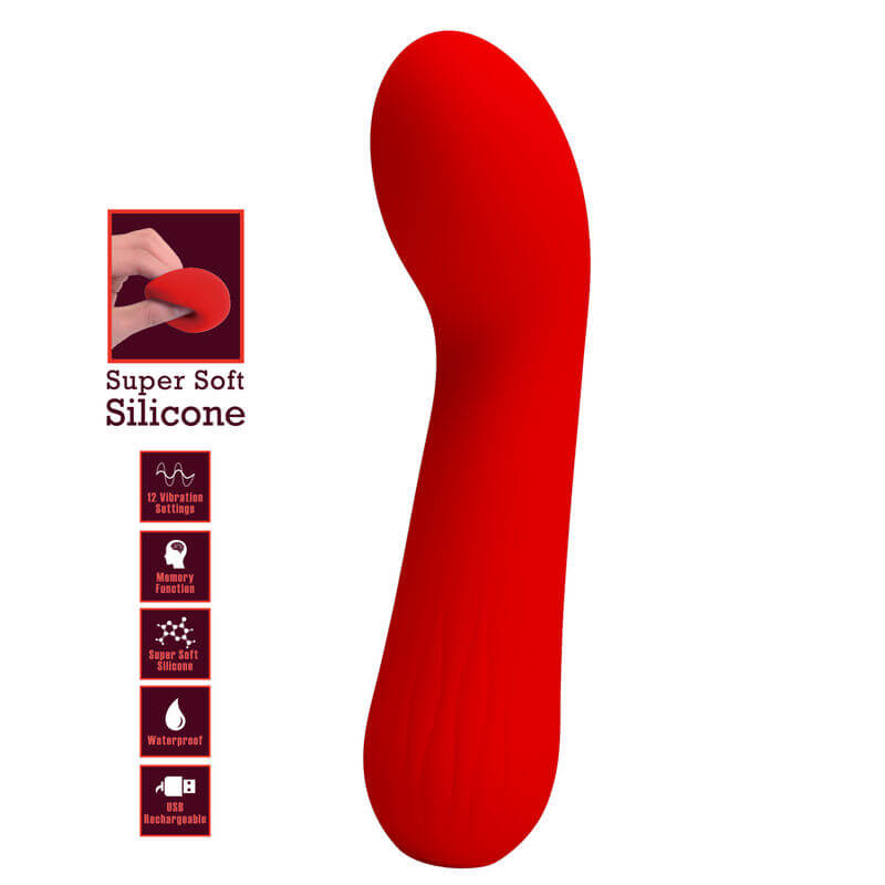 PRETTY LOVE - VIBRADOR RECARREGVEL FAUN VERMELHO - Sexshoptuga 