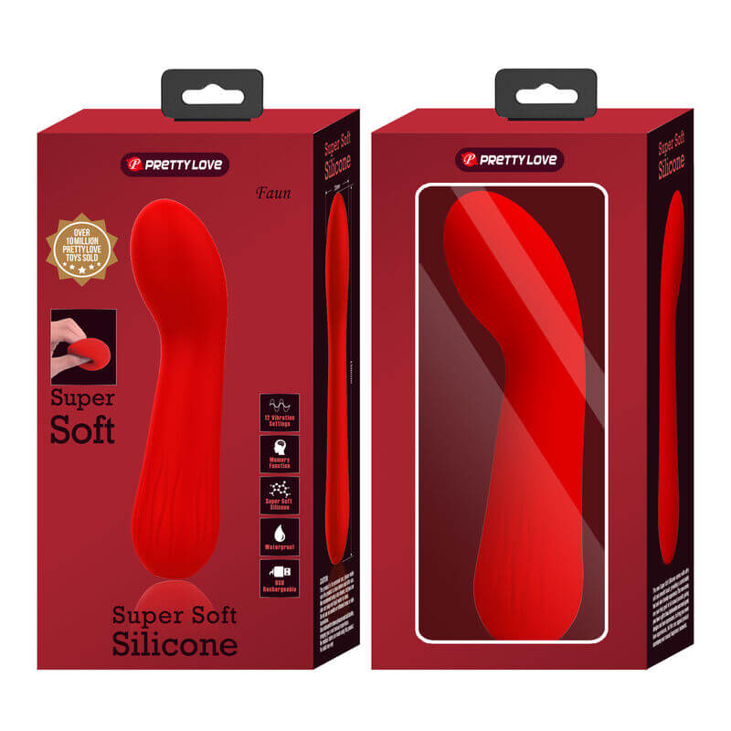 PRETTY LOVE - VIBRADOR RECARREGVEL FAUN VERMELHO - Sexshoptuga 