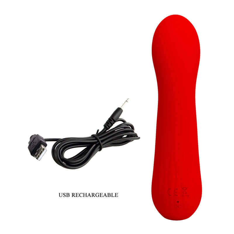 PRETTY LOVE - VIBRADOR RECARREGVEL FAUN VERMELHO - Sexshoptuga 