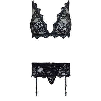 LIVCO CORSETTI FASHION - BELITA LC 90231 SUTI + CALCINHA + CINTA LIGA PRETO S/M - Sexshoptuga 