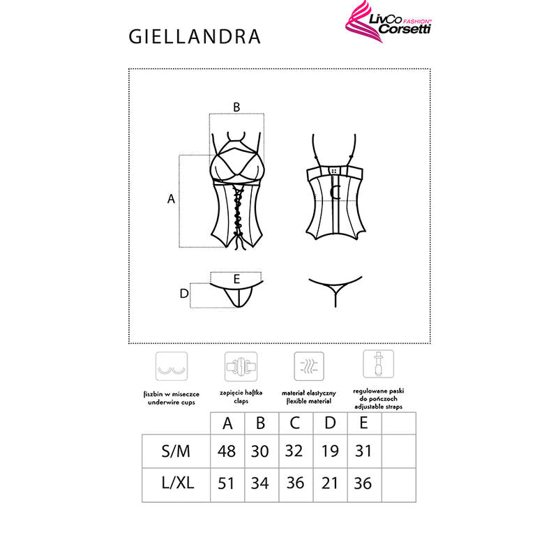 LIVCO CORSETTI FASHION - COLEO GIELLANDRA FOR THE SENSES CORSET + CALCINHA PRETA - Sexshoptuga 