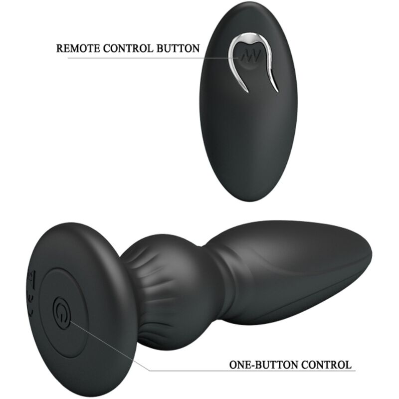 MR PLAY - PLUGUE ANAL DE CONTROLE REMOTO VIBRADOR PODEROSO PRETO - Sexshoptuga  Sexshoptuga 