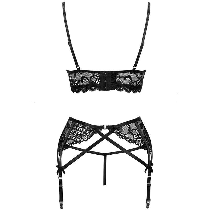 LIVCO CORSETTI FASHION - MORIDAM LC 90552 SUTI + CINTA LIGA + CALCINHA NEGRO - Sexshoptuga 