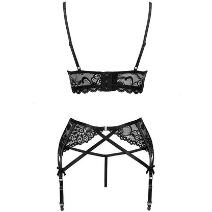 LIVCO CORSETTI FASHION - MORIDAM LC 90552 SUTI + CINTA LIGA + CALCINHA NEGRO - Sexshoptuga 