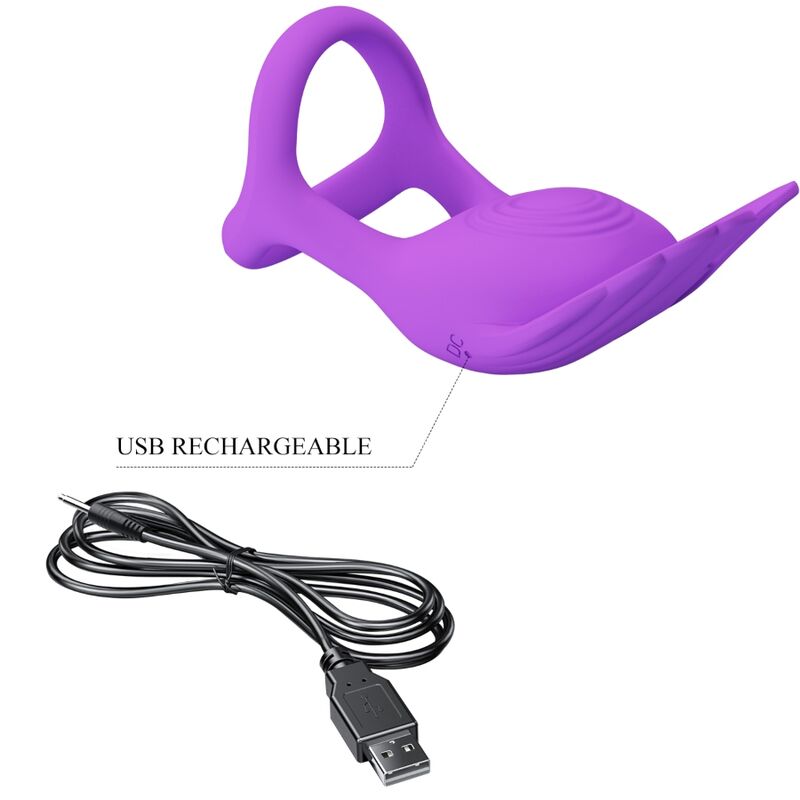 PRETTY LOVE - SILAS ANEL PARA PÊNIS VIBRANTE 7 VIBRAÕES SILICONE ROXO - Sexshoptuga  Sexshoptuga 