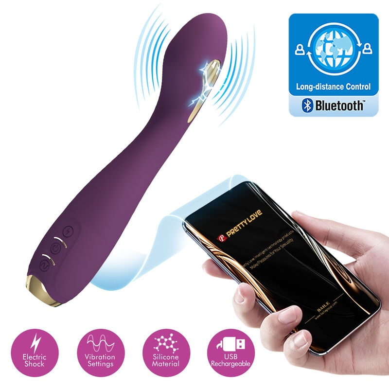 PRETTY LOVE - HECTOR VIBRADOR ELECTROSHOCK POR APP CONTROL ROXO - Sexshoptuga  Sexshoptuga 