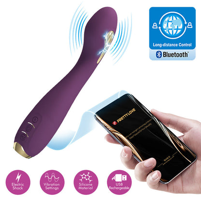 PRETTY LOVE - HECTOR VIBRADOR ELECTROSHOCK POR APP CONTROL ROXO - Sexshoptuga 