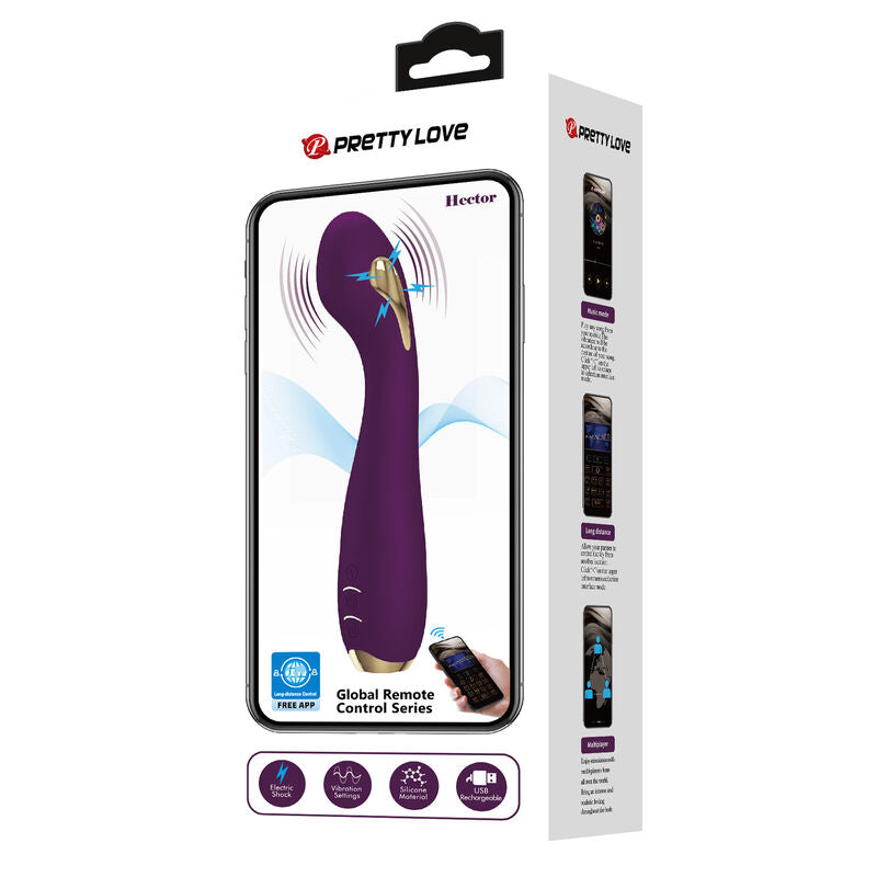 PRETTY LOVE - HECTOR VIBRADOR ELECTROSHOCK POR APP CONTROL ROXO - Sexshoptuga  Sexshoptuga 