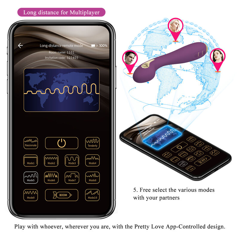 PRETTY LOVE - HECTOR VIBRADOR ELECTROSHOCK POR APP CONTROL ROXO - Sexshoptuga  Sexshoptuga 