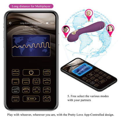 PRETTY LOVE - HECTOR VIBRADOR ELECTROSHOCK POR APP CONTROL ROXO - Sexshoptuga 