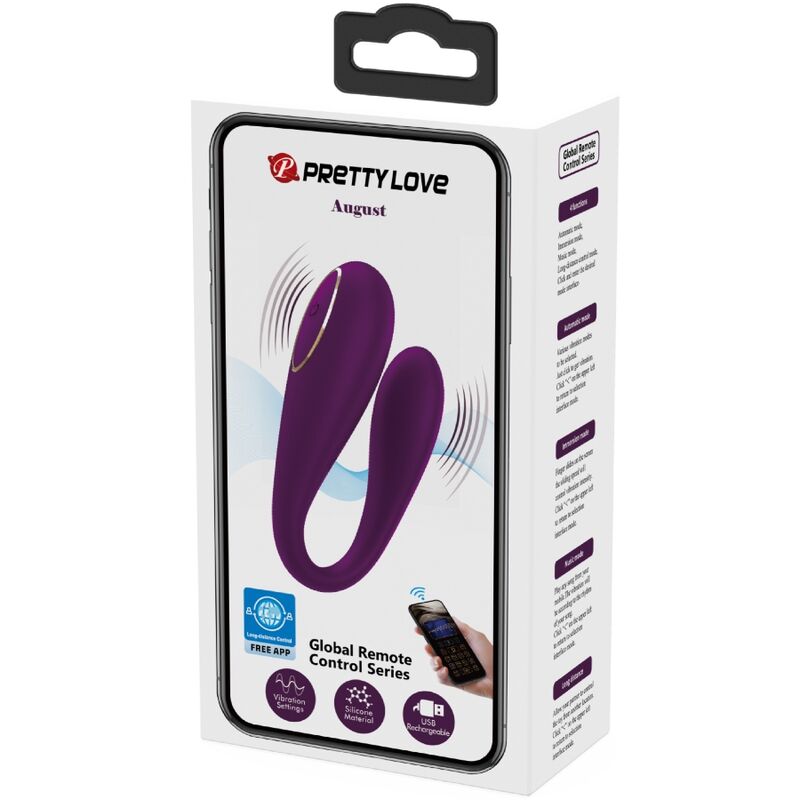 PRETTY LOVE - AUGUST VIBRADOR DE PRAZER DUPLO GLOBAL REMOTO - Sexshoptuga  Sexshoptuga 