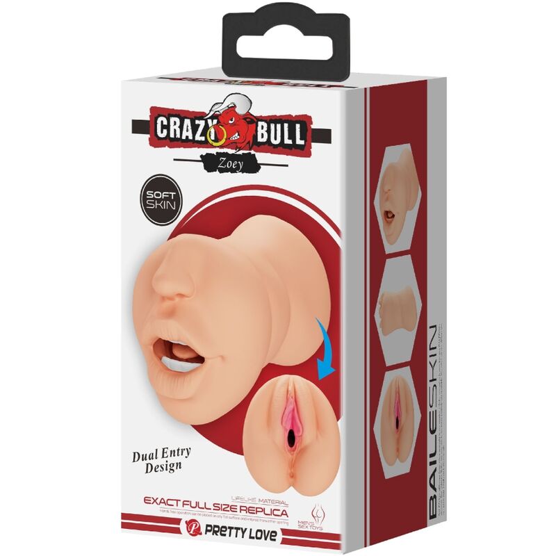 CRAZY BULL - ZOEY MASTUBADOR EM FORMA DE VAGINA DUPLA ENTRADA - Sexshoptuga 