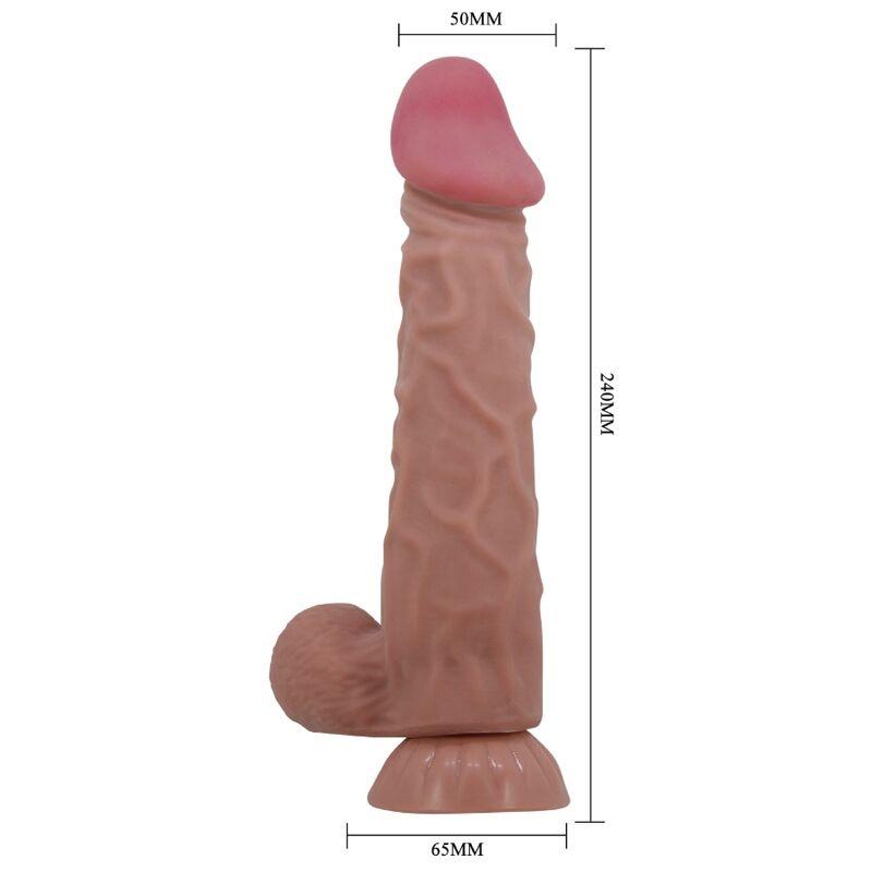 PRETTY LOVE - SÉRIE SLIDING SKIN DILDO REALÍSTICO COM VENTOSA DESLIZANTE PELE MARROM 24 CM - Sexshoptuga 