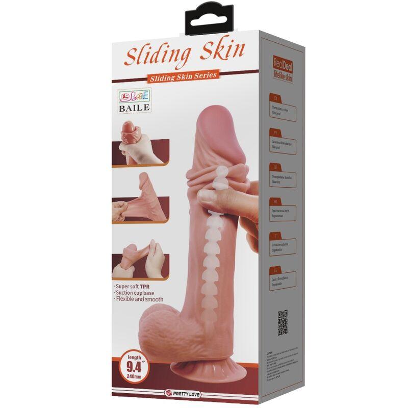 PRETTY LOVE - SÉRIE SLIDING SKIN DILDO REALÍSTICO COM VENTOSA DESLIZANTE PELE MARROM 24 CM - Sexshoptuga 