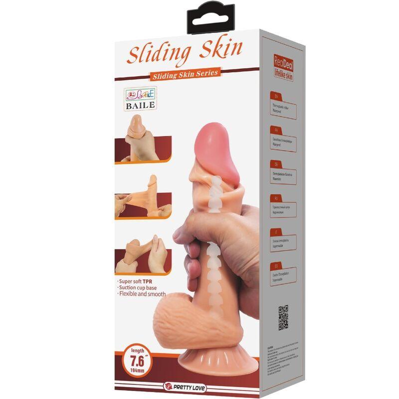 PRETTY LOVE - SÉRIE SLIDING SKIN DILDO REALÍSTICO COM VENTOSA DESLIZANTE PELE 19,4 CM - Sexshoptuga 