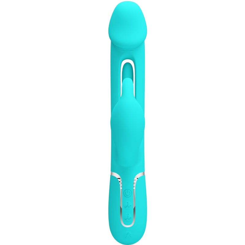 PRETTY LOVE - VIBRADOR COELHO DEJON 3 EM 1 MULTIFUNO AQUA VERDE - Sexshoptuga 