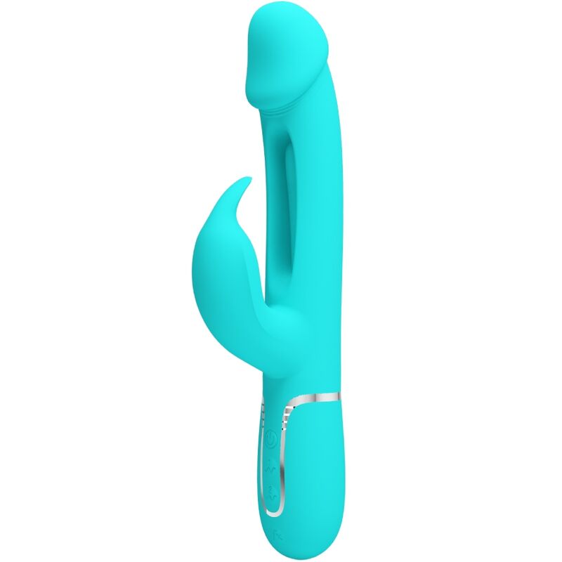 PRETTY LOVE - VIBRADOR COELHO DEJON 3 EM 1 MULTIFUNO AQUA VERDE - Sexshoptuga 