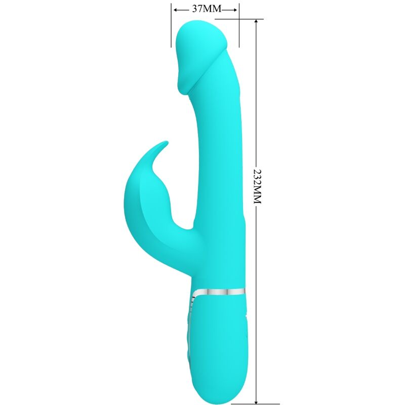 PRETTY LOVE - VIBRADOR COELHO DEJON 3 EM 1 MULTIFUNO AQUA VERDE - Sexshoptuga 