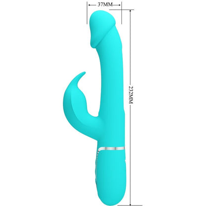 PRETTY LOVE - VIBRADOR COELHO DEJON 3 EM 1 MULTIFUNO AQUA VERDE - Sexshoptuga 