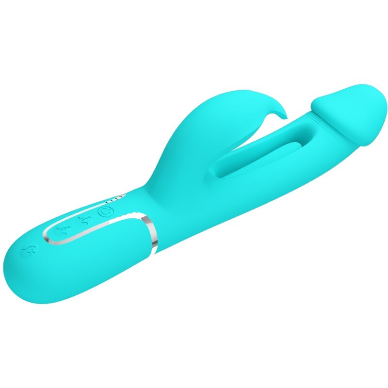 PRETTY LOVE - VIBRADOR COELHO DEJON 3 EM 1 MULTIFUNO AQUA VERDE - Sexshoptuga 