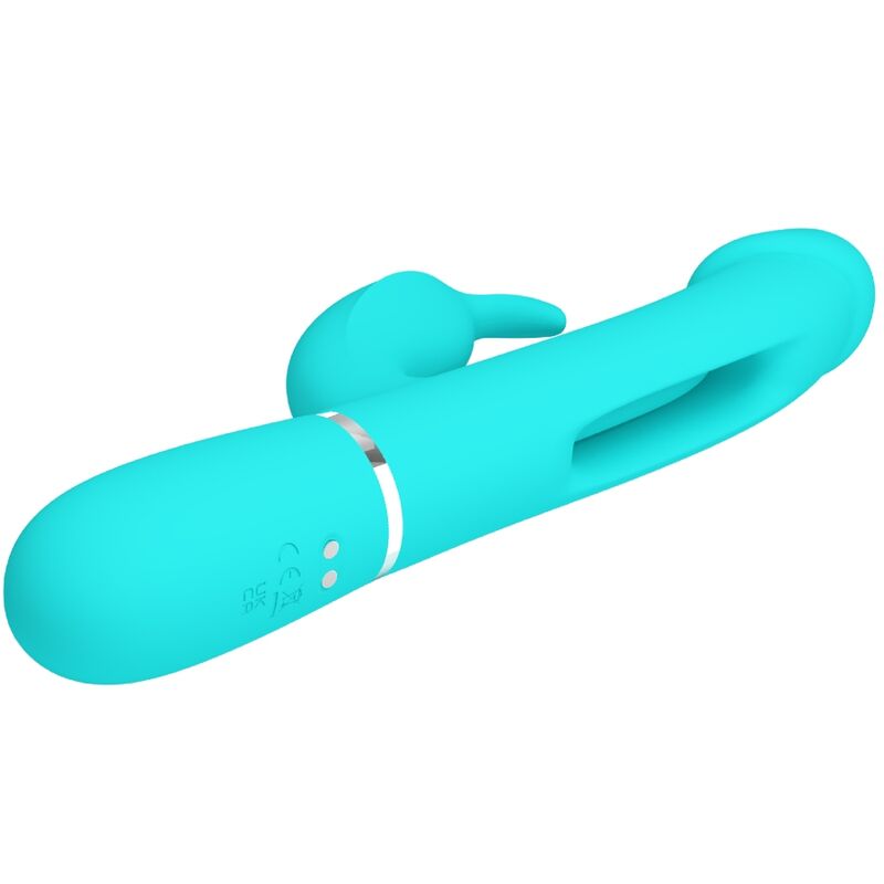 PRETTY LOVE - VIBRADOR COELHO DEJON 3 EM 1 MULTIFUNO AQUA VERDE - Sexshoptuga 