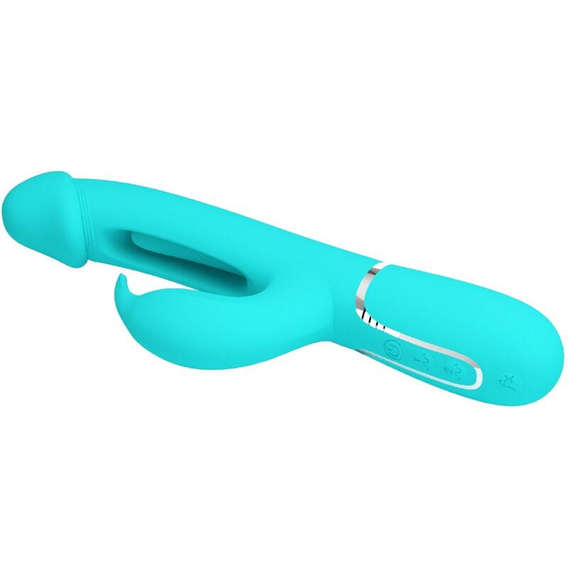 PRETTY LOVE - VIBRADOR COELHO DEJON 3 EM 1 MULTIFUNO AQUA VERDE - Sexshoptuga 