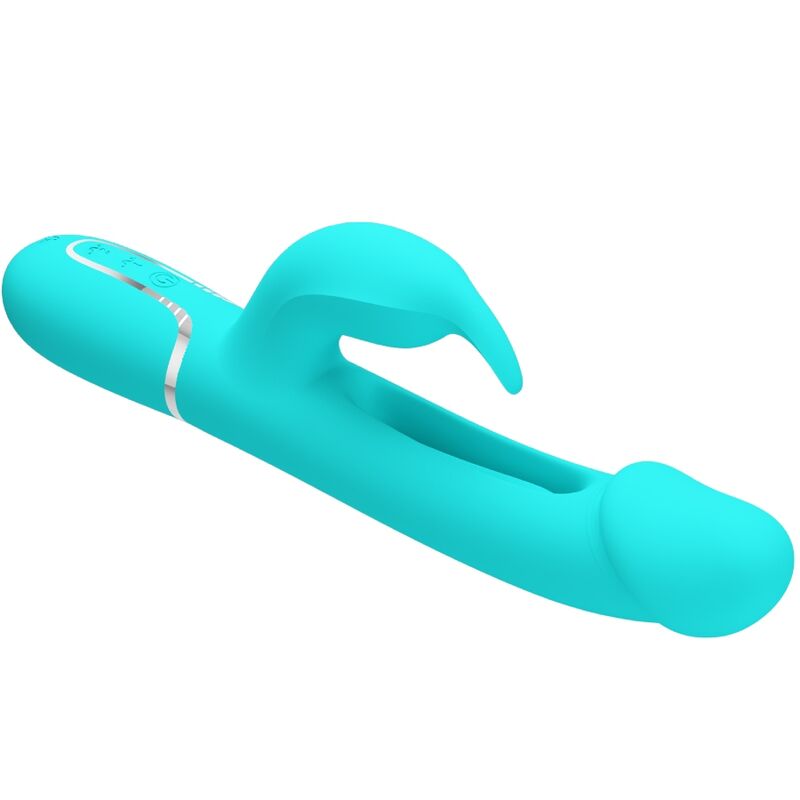 PRETTY LOVE - VIBRADOR COELHO DEJON 3 EM 1 MULTIFUNO AQUA VERDE - Sexshoptuga 