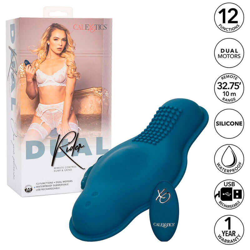 CALEXOTICS - RIDER MASSAGER DUAL MOTOR REMOTE CONTROL BLUE Sexshoptuga 