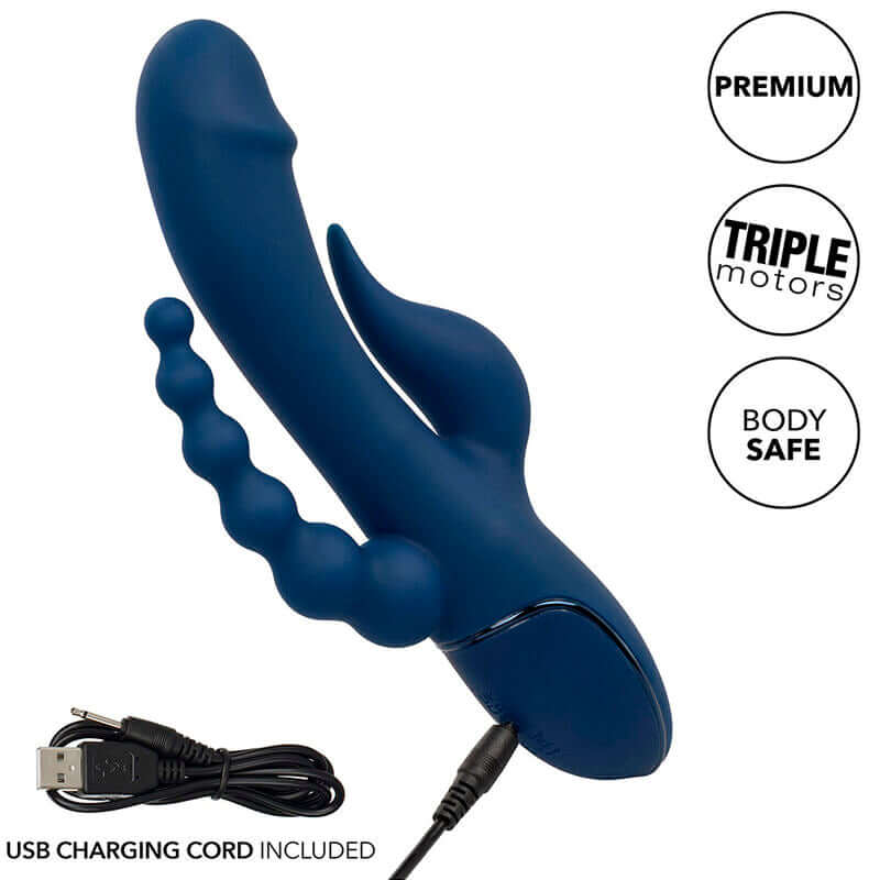 CALEXOTICS - VIBRADOR TRIPLO ORGASM AZUL