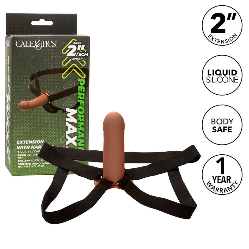 CALEXOTICS - EXTENSO PERFORMANCE MAXX COM ARNÊS PELE MARROM Sexshoptuga 