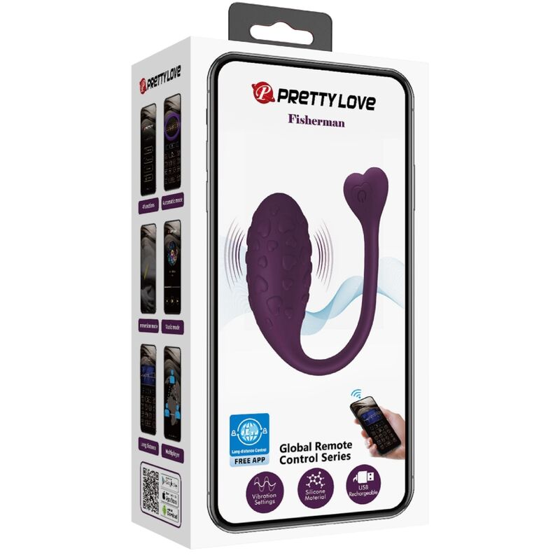 PRETTY LOVE - FISHERMAN OVO VIBRATÓRIO CONTROLADO POR APLICATIVO LILA - Sexshoptuga  Sexshoptuga 