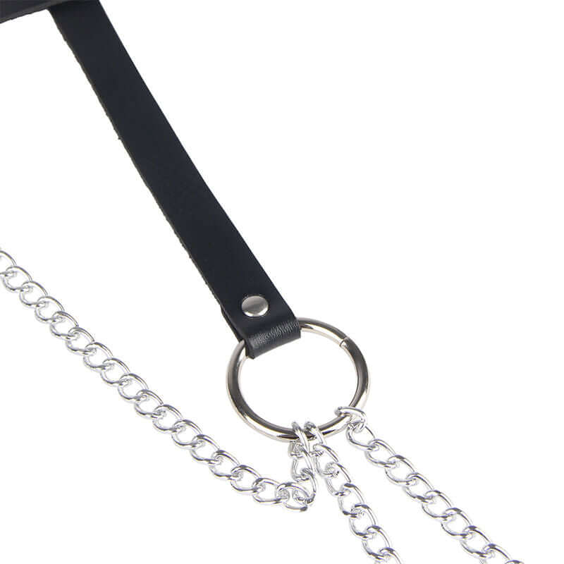 SUBBLIME - BLACK LEATHER RING CHAIN ​​BELT ONE SIZE Sexshoptuga 