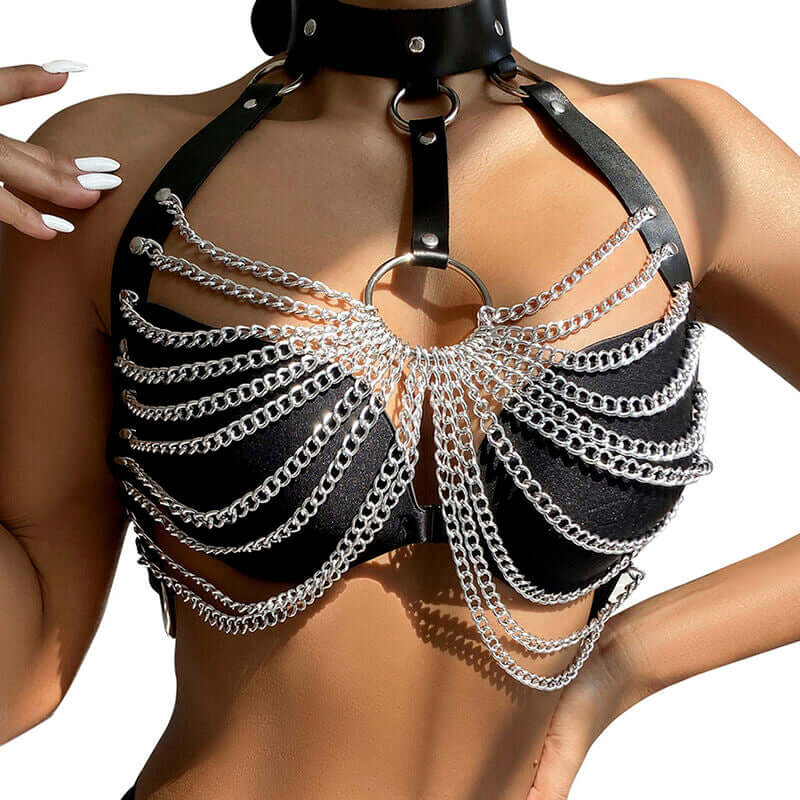 SUBBLIME - CHEST HARNESS WITH LARGE CHAIN ​​RINGS ONE SIZE Sexshoptuga 