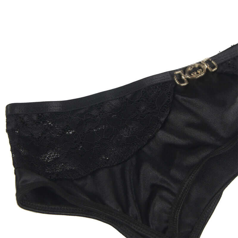 SUBBLIME - CONJUNTO DE 3 PEAS SUTI + TANGA + LIGA DE RENDA PRETO S/M Sexshoptuga 