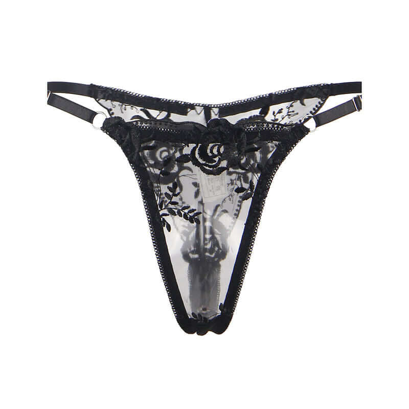 SUBBLIME - CONJUNTO DE 3 PEAS SUTI + TANGA + LIGA ESTAMPADO FLORAL PRETO S/M Sexshoptuga 