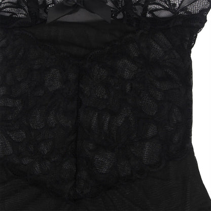 SUBBLIME - BABYDOLL COM ALAS AJUSTVEIS E RENDA TRANSPARENTE ESTAMPADO FLORAL PRETO S/M - Sexshoptuga 