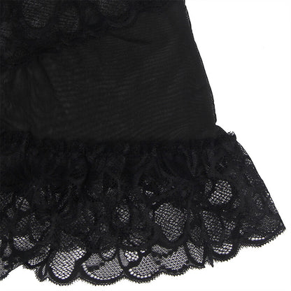 SUBBLIME - BABYDOLL COM ALAS AJUSTVEIS E RENDA TRANSPARENTE ESTAMPADO FLORAL PRETO S/M - Sexshoptuga 