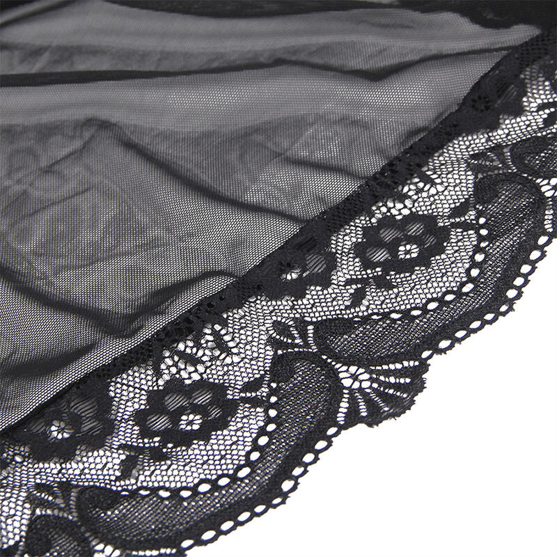 SUBBLIME - BLACK SHEER FABRIC ROBE WITH LACE DETAIL S/M Sexshoptuga 