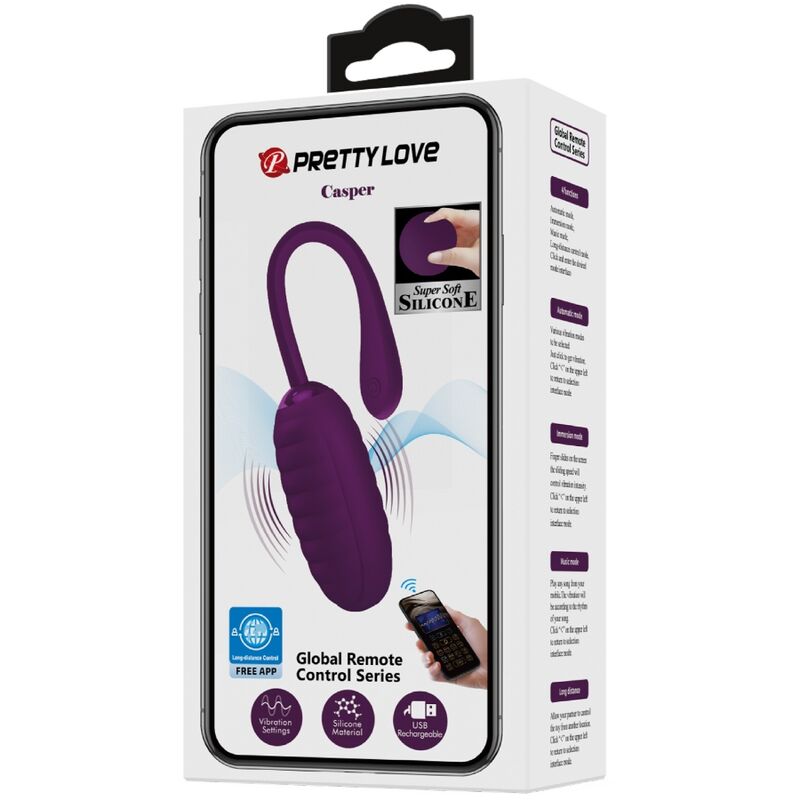 PRETTY LOVE - OVO VIBRATÓRIO RECARREGÁVEL ROXO CASPER - Sexshoptuga 