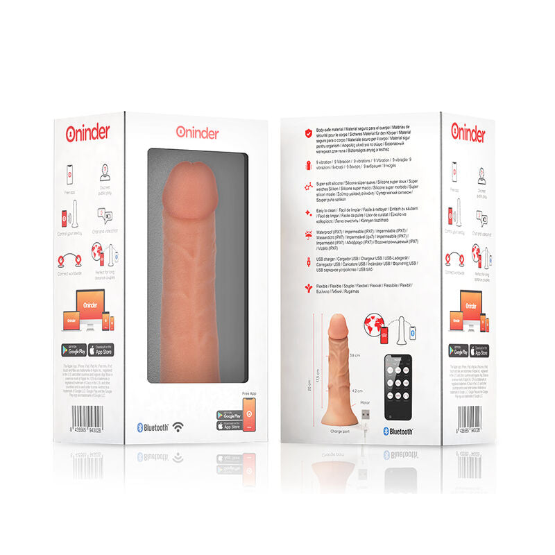 ONINDER - DILDO VIBRADOR BOGOTÁ MÉDIO 9 VELOCIDADES NATURAL 20 CM -O- 4.2 CM - APLICATIVO GRATUITO - Sexshoptuga  Sexshoptuga 