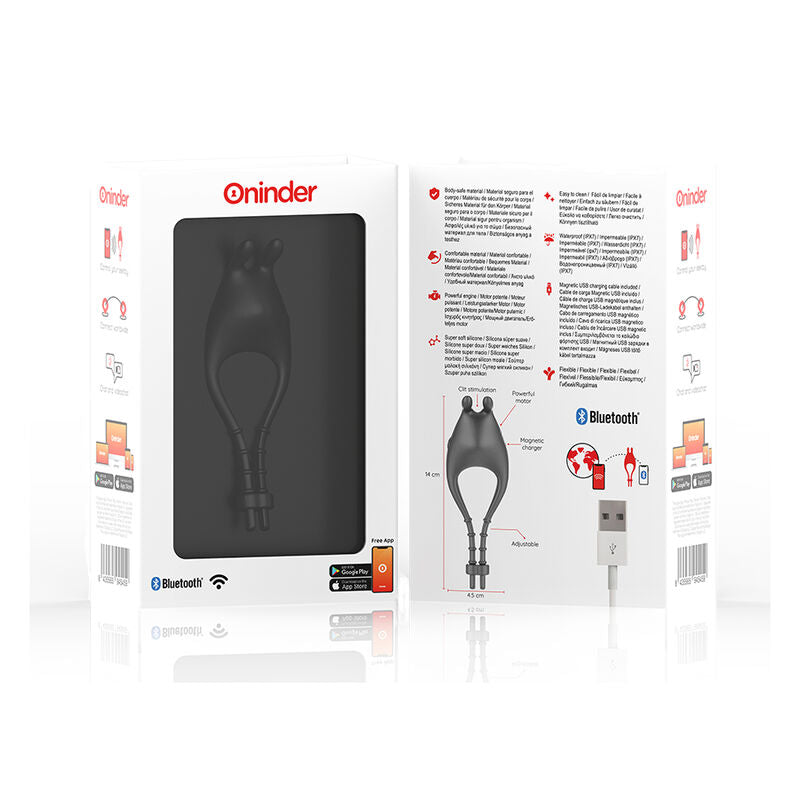 ONINDER - ANEL VIBRADOR AJUSTÁVEL RECARREGÁVEL PAMPA COM ESTIMULADOR DE CLITÓRIS 10 VELOCIDADES - APLICATIVO GRATUITO - Sexshoptuga  Sexshoptuga 