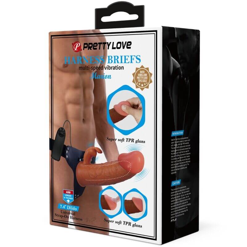 PRETTY LOVE - MARION HARNESS CUECAS UNIVERSAIS COM DILDO VIBRATÓRIO 19 CM MARROM Sexshoptuga 