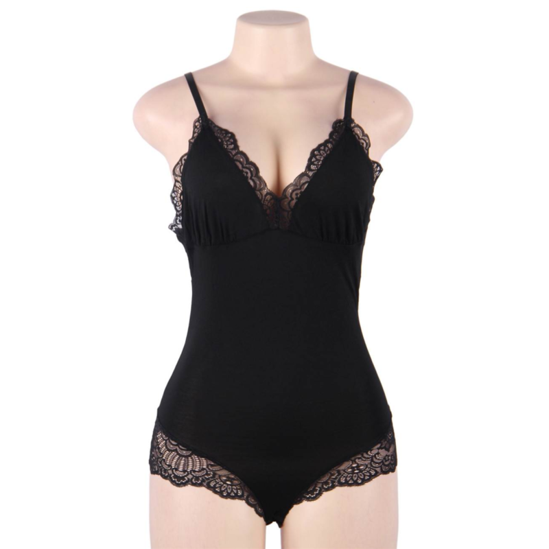 SUBBLIME - BLACK FLORAL TEDDY WITH LACE DETAIL L/XL Sexshoptuga 